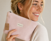 Trousse de toilette rose en velours